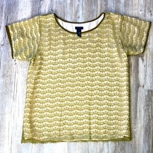 J. Crew Green/Cream Blouse